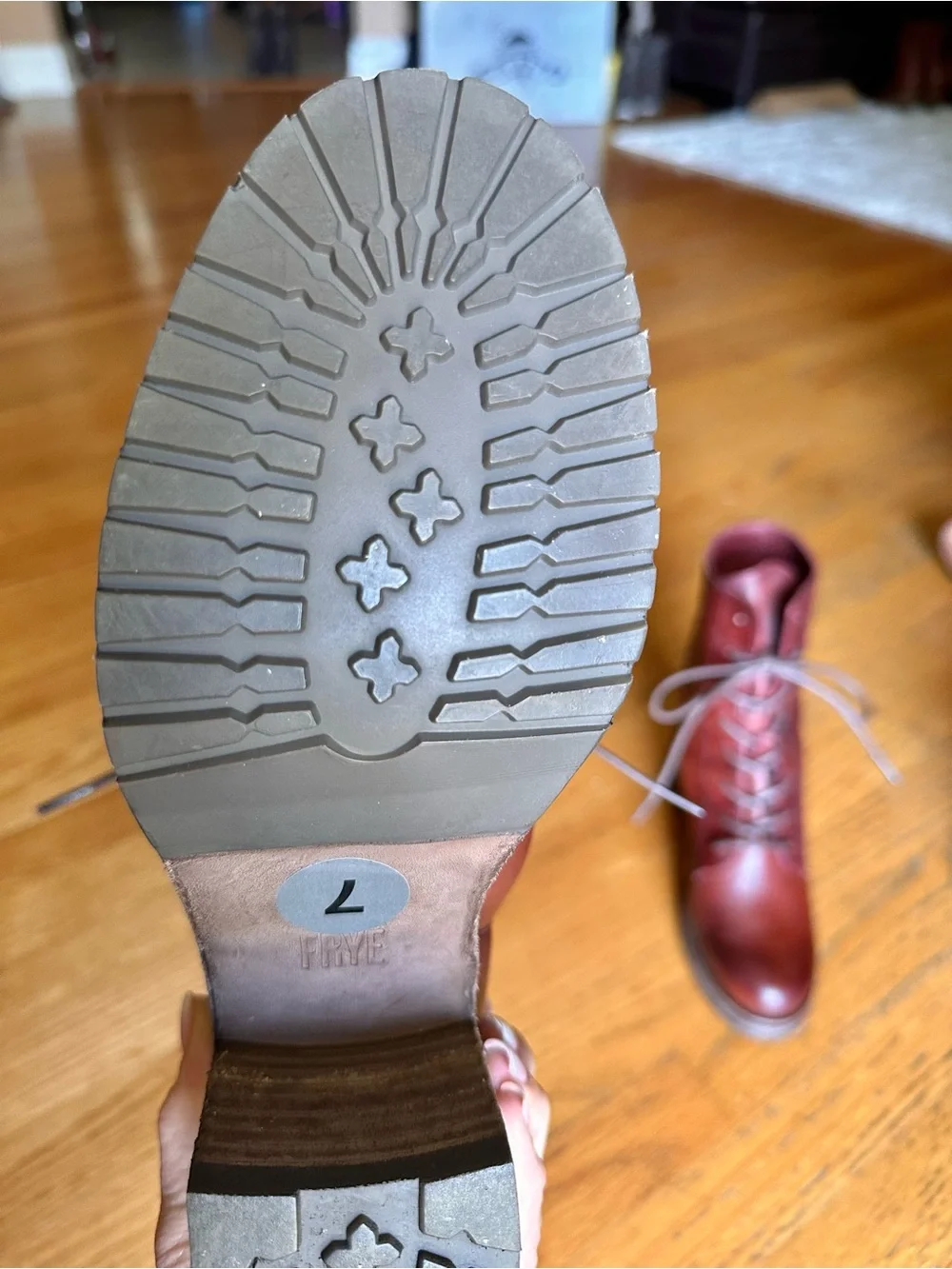 FRYE KAREN Lace-Up Leather Ankle Boots -oxblood/burgandy.